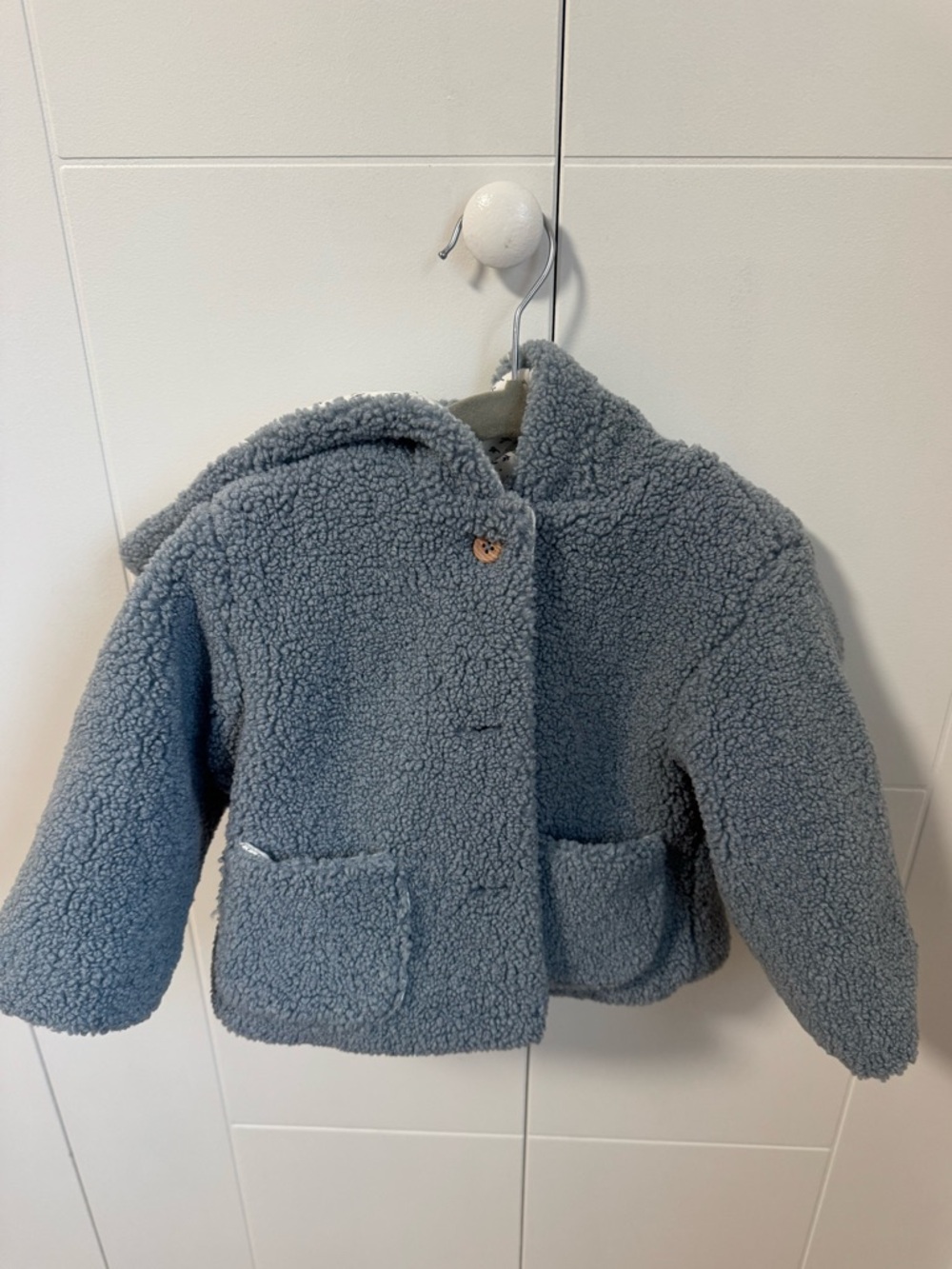 Mango baby Light Blue Sherpa Pea Coat